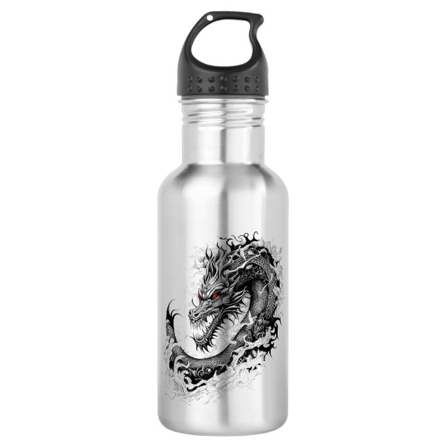 Dragon Fantasy Wild Animal Illustration Art Tattoo Stainless Steel Water Bottle (Front)