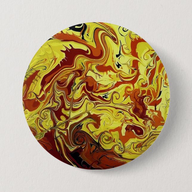 Dragon Fire Abstract Design Pin/ Button (Front)