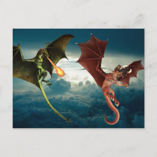 Dragon Fire Battle Fantasy Postcard