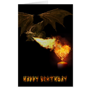 Dragon Fire Breathing Birthday Fire Candle Card