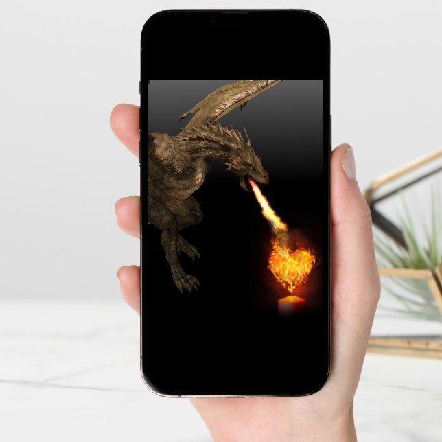 Dragon Fire Breathing Heart Love Wyvern Card (Front Digital)