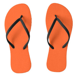 Dragon Fire Bright Orange Solid Color Print Flip Flops