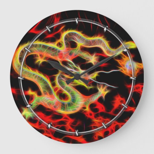 Dragon Fire decor on Lucky Energy Large Clock