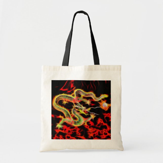Dragon Fire decor on Lucky Energy Tote Bag (Front)