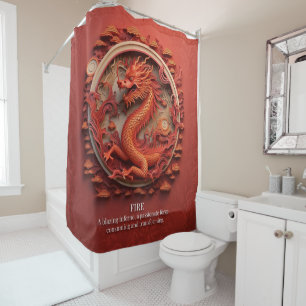 Dragon Fire Element Red Flames Fantasy Mystical Shower Curtain