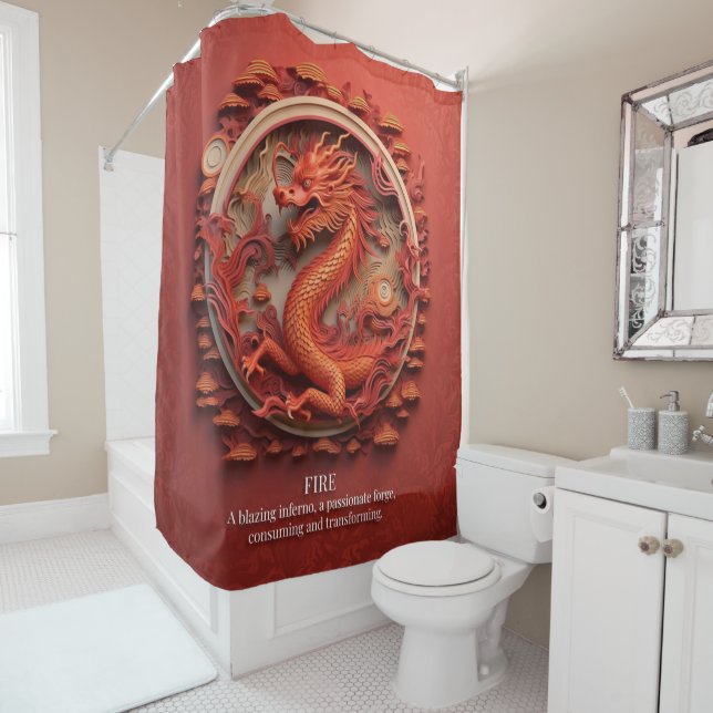 Dragon Fire Element Red Flames Fantasy Mystical  Shower Curtain (In Situ)