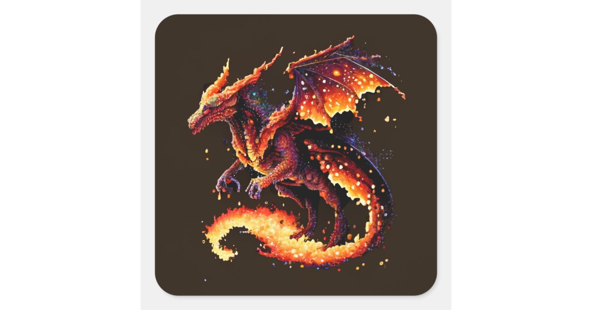 Dragon Fire Elemental Square Sticker | Zazzle