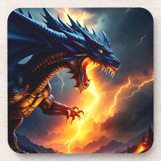 Dragon Fire Lightning Fight Two Beverage Coaster (Front)
