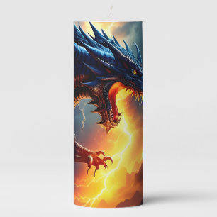 Dragon Fire Lightning Fight Two Pillar Candle