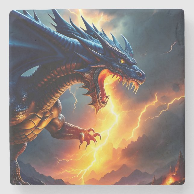 Dragon Fire Lightning Fight Two Stone Coaster (Front)