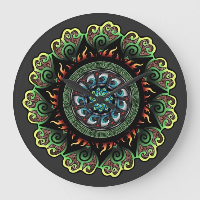 Dragon Fire Mandala  T-Shirt Large Clock (Front)