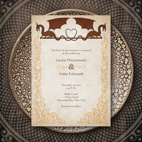 Dragon Fire Medieval Fantasy Wedding Invitation