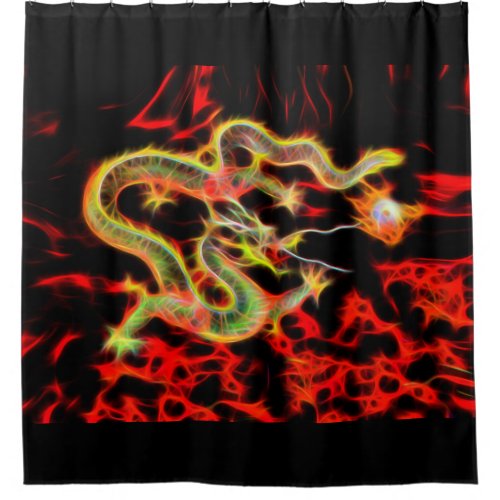 Dragon Fire on Lucky Energy design Shower Curtain