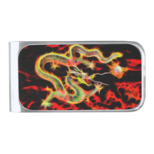 Dragon Fire on Lucky Energy Silver Finish Money Clip