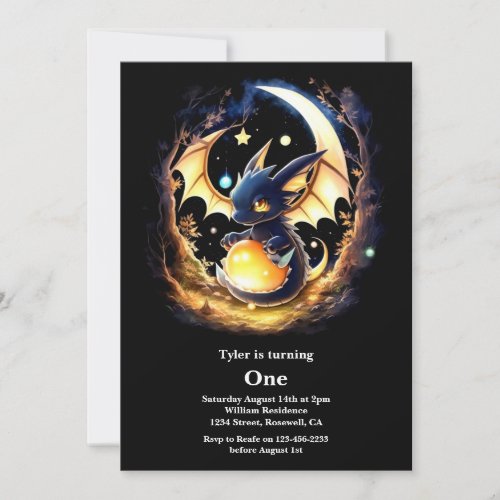 Dragon First Birthday Invitation