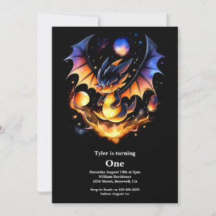 Dragon First Birthday Invitation