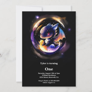 Dragon First Birthday Invitation