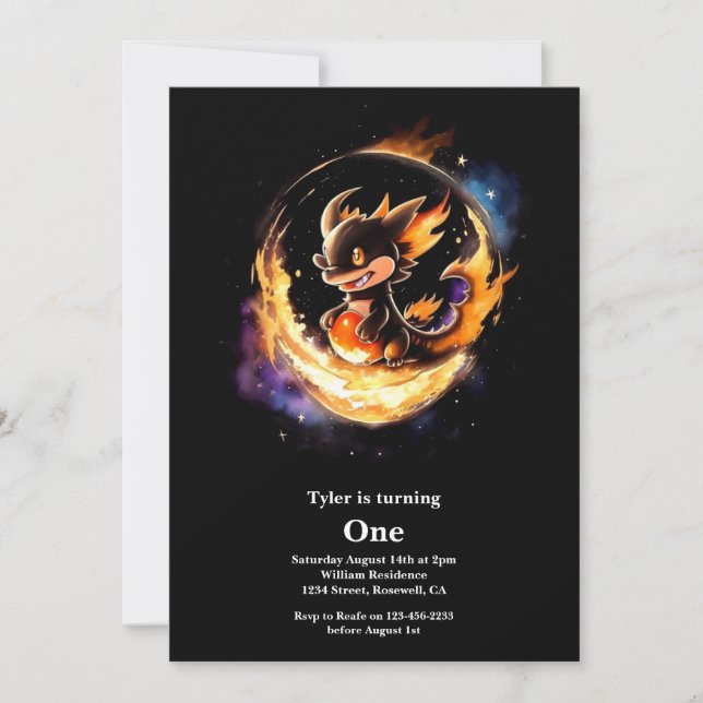 Dragon First Birthday Invitation (Front)