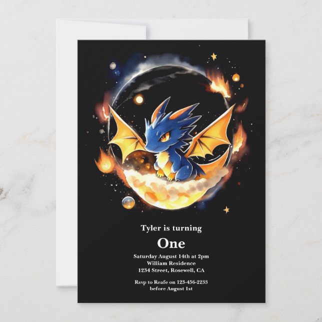 Dragon First Birthday Invitation (Front)
