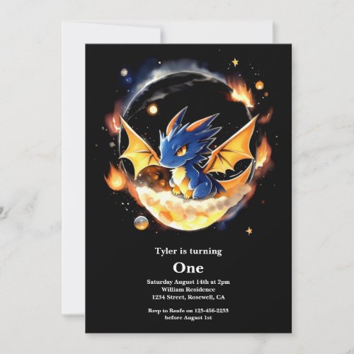 Dragon First Birthday Invitation