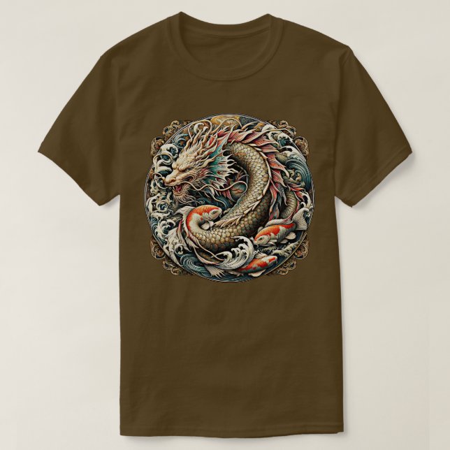 Dragon Fish Tattoo style T-Shirt (Design Front)