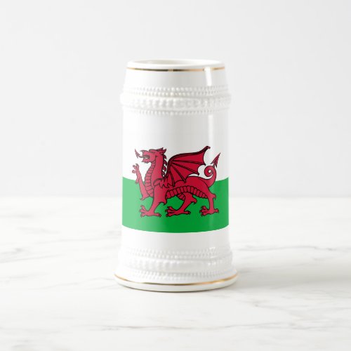 Dragon Flag of Wales Celtic Welsh National Flag Beer Stein