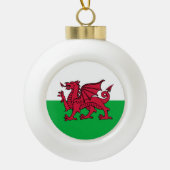 Dragon Flag of Wales, Celtic Welsh National Flag Ceramic Ball Christmas Ornament (Front)