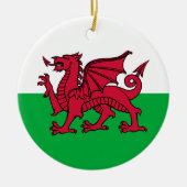 Dragon Flag of Wales, Celtic Welsh National Flag Ceramic Ornament (Front)