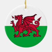 Dragon Flag of Wales, Celtic Welsh National Flag Ceramic Ornament (Back)