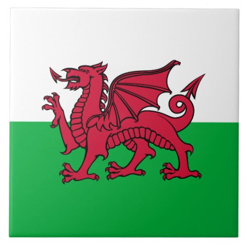 Dragon Flag of Wales Celtic Welsh National Flag Ceramic Tile