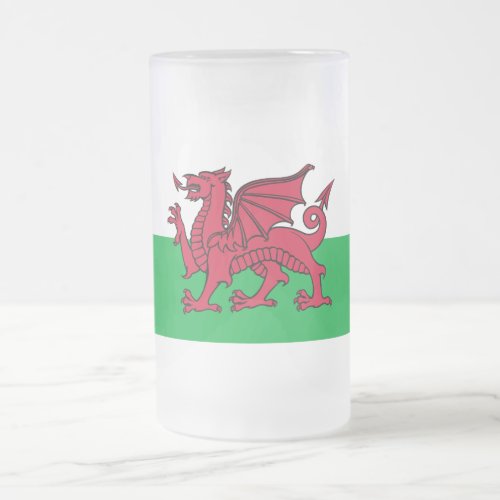 Dragon Flag of Wales Celtic Welsh National Flag Frosted Glass Beer Mug