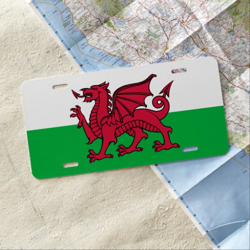 Dragon Flag of Wales Celtic Welsh National Flag License Plate