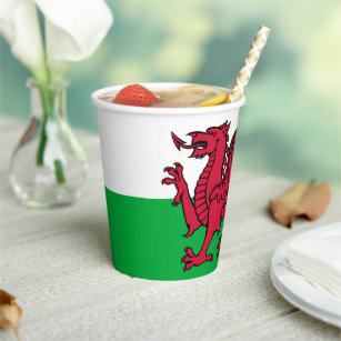 Dragon Flag of Wales, Celtic Welsh National Flag Paper Cups