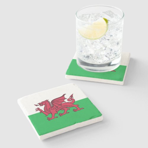 Dragon Flag of Wales Celtic Welsh National Flag Stone Coaster