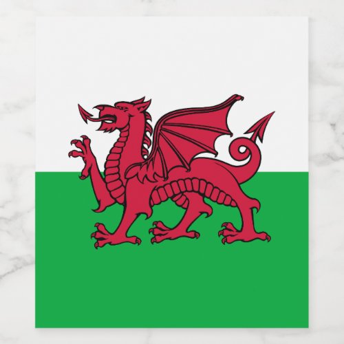 Dragon Flag of Wales Celtic Welsh National Flag Wine Label