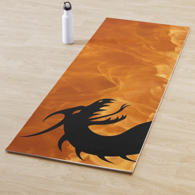 Dragon Flames Fire Breathing Black  Yoga Mat (In Situ)