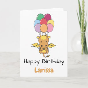 Dragon Flies Up With Colorful Balloons Card
