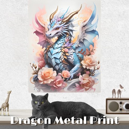 Dragon Floral 2024 Year of the dragon Metal Print