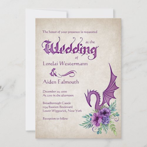 Dragon Floral Wedding Invitation