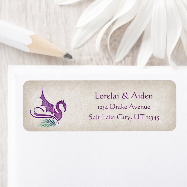 Dragon Floral Wedding Label (Insitu)