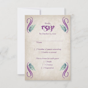Dragon Floral Wedding RSVP Card