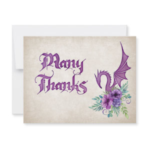 Dragon Floral Wedding Thank You Card
