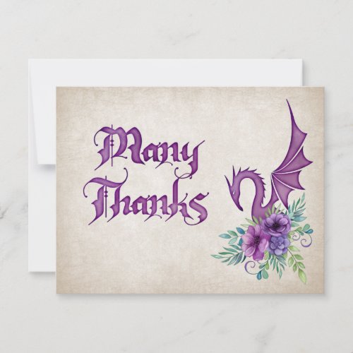 Dragon Floral Wedding Thank You Card