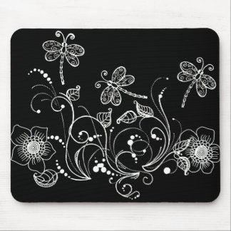 Dragon Flower in Black and White Mouse Pad
