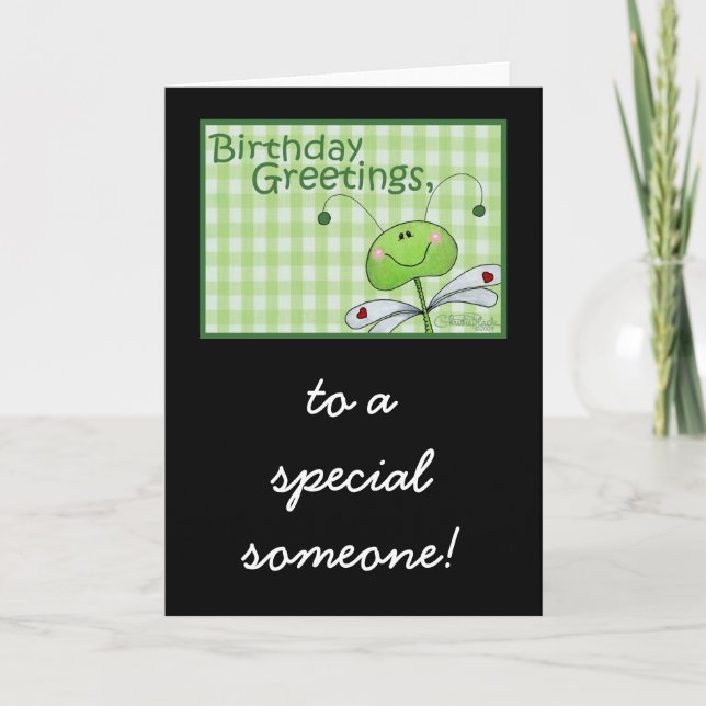 Dragon Fly Birthday personalize Card (Front)