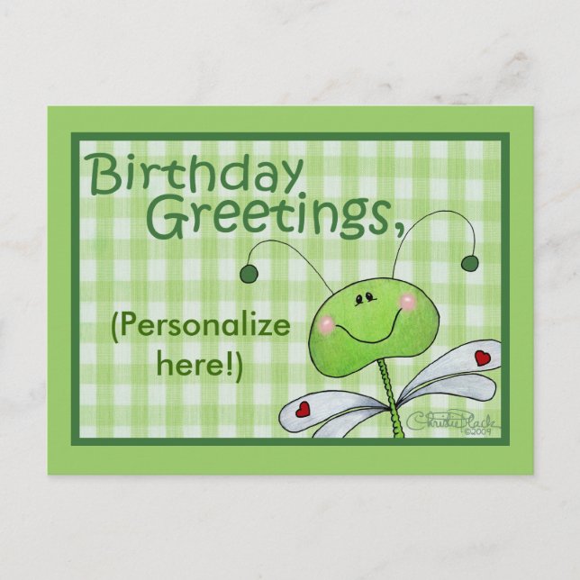 Dragon Fly Birthday personalize Postcard (Front)