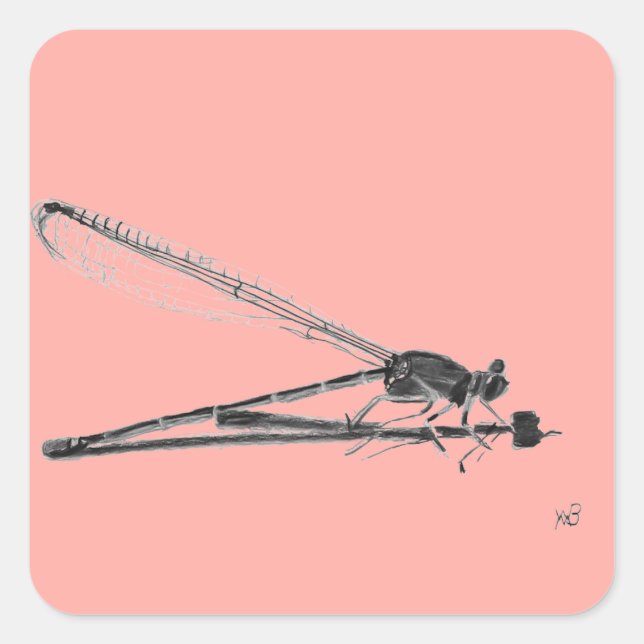 Dragon Fly Square Sticker (Front)