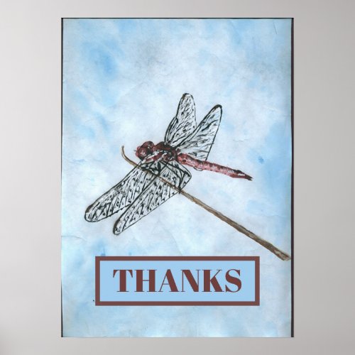 Dragon Fly THANKS add text Poster
