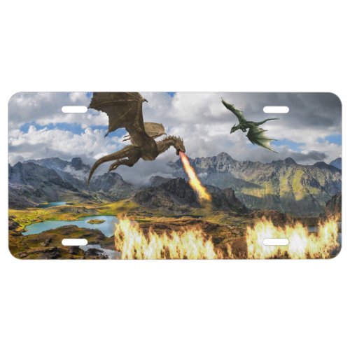 Dragon Flying Breathing Fire Wyvern Animal  License Plate