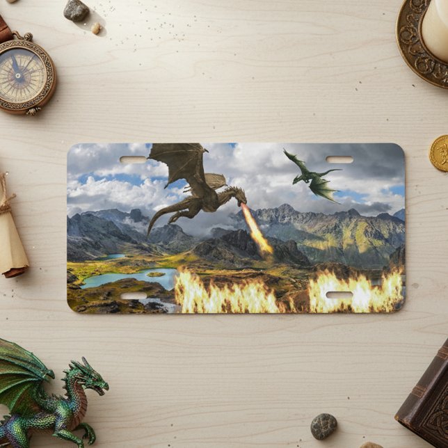 Dragon Flying Breathing Fire Wyvern Animal  License Plate (Creator Uploaded)